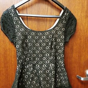 Black top peplum with lace overlay